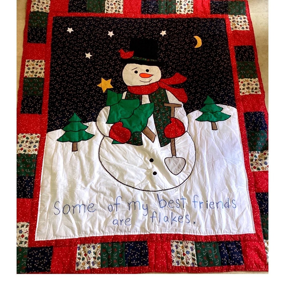 C&F Enterprises Snowman Christmas Quilt Throw Some Of My Best Friends Are Flakes